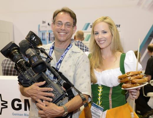 I film a lot of trade shows. Here I am with Ms. Oktoberfest at McCormick Place.