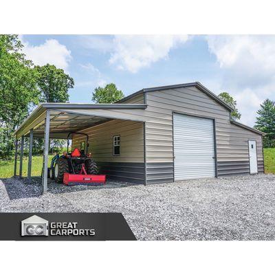 Sturdy metal carport garage barn storage building 42x30x12 near me at GreatCarports.com. Free delivery and installation. $20,127 as shown.