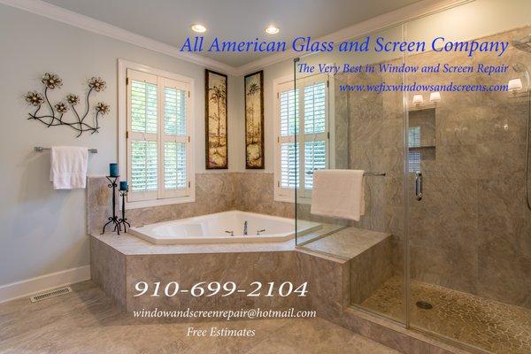 We install custom frameless and semi-frameless shower doors.