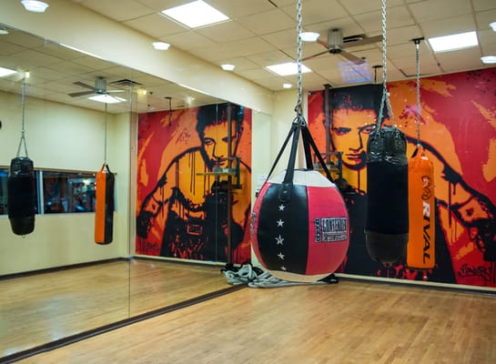 Boxing studio for one on one personal training or individual boxing and kickboxing training.