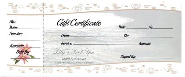 Gift certificate available!