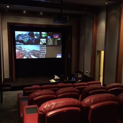 Community Theater Room by Central Park. Video, Audio & Lights Controlled by IPad. Using KeyDigital Compass Control.