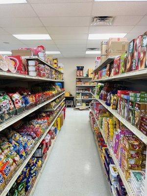 3rd aisle - instant noodles and snacks!