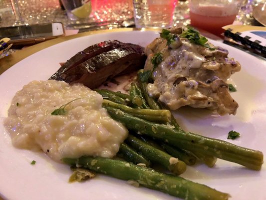 Plated dinner catered by a local caterer.