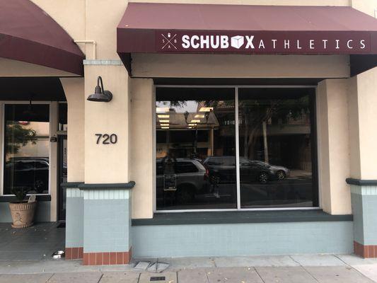 SchuBox Athletics is located in Downtown  Pleasanton close to shops eateries and community events