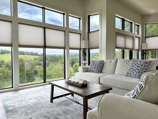 Cellular shades in a modern room.