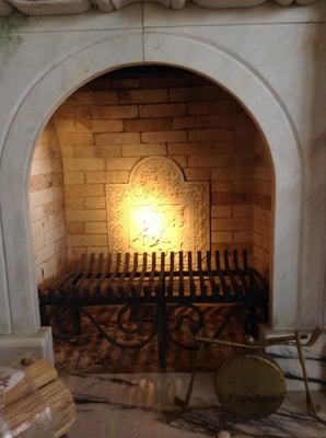 Hidden Fireplace Light to highlight stone design.