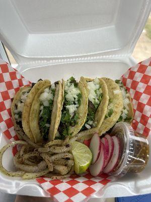 Tacos de asada with handmade tortillas ‍