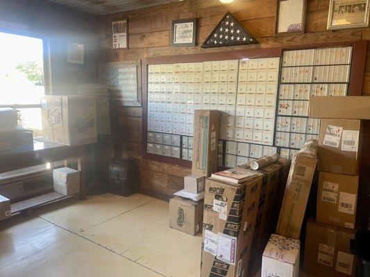 Rental mailboxes with packages awaiting pickup