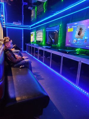 Completely lit up Theater for Online Gaming !! Fortnite Parties and so much more !