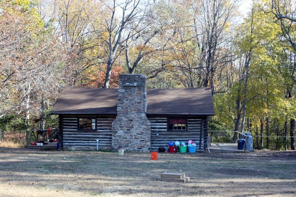 Inner Quest's log cabin base at Madeira School