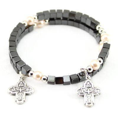 Wrap around rosary bracelets hematite beads