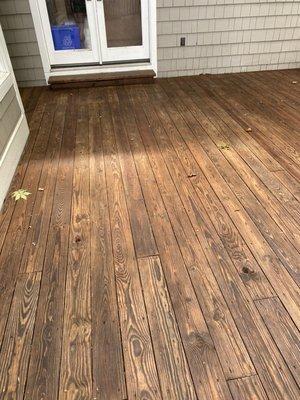 Deck surface after it was stained.