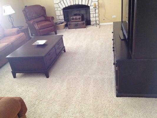 Great room area. 15 year old carpeting looks brand new.