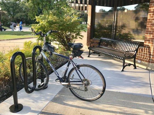 Bike rack and benches