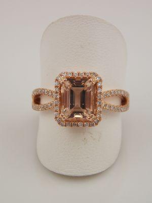 14k rose gold morganite and diamond ring - $2,000 1.50 ct morganite 0.36 tcw diamond