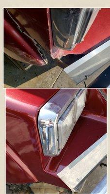 Before and after of a headlight  Big Rig repair