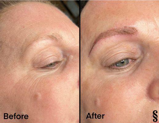 Natural looking Powder Brows on Sensitive skin.