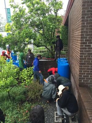 Sebastopol Library rain barrel installation