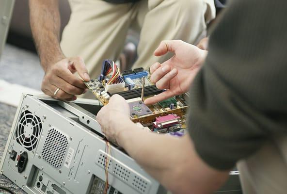 Business computer being repaired