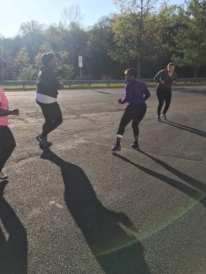 Side shuffles in the sunrise on a Saturday - group training $20/class