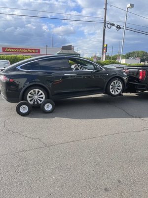 Towing service "Tesla X " All wheel Drive dolly's required