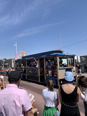 ABQ trolley at 2022 pride parade