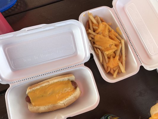 Cheese dog + cheese fries. When in Wisconsin.