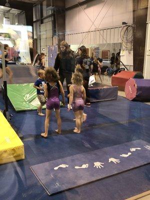 Starting gymnastics class for the first time.