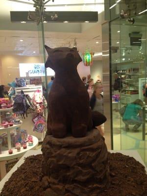 Chocolate sculpture that was in window when they opened. Carved by same chef that makes the cupcakes I hear...