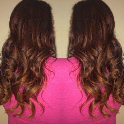 Ombre/color melt & curled