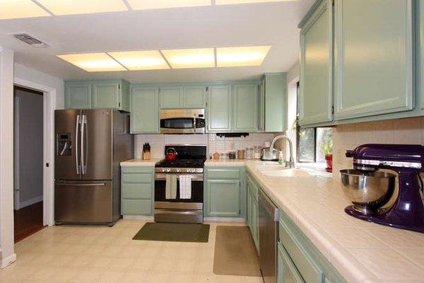 Freshly painted cabinets