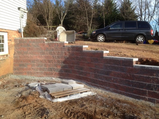 Retaining wall. Mike built this wall outside the entrance that was added to my basement room.