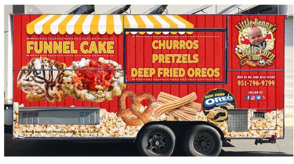 Serving delicious funnel cake, hot pretzels, churros and deep fried oreos.