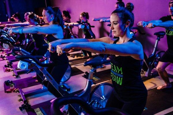 FLOW Tone: This 45 minute class is designed to challenge you on the bike for the first 25 minutes and on the mat for the second 20 minutes.