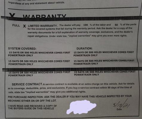 Warranty Details