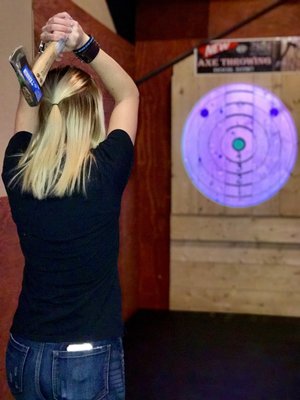 Axe Throwing in Jesters Pub at The Castle Fun Center in Chester, NY