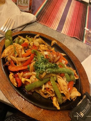 Fajitas - no pic of the generous side portions of rice, beans, guacamole, sour cream