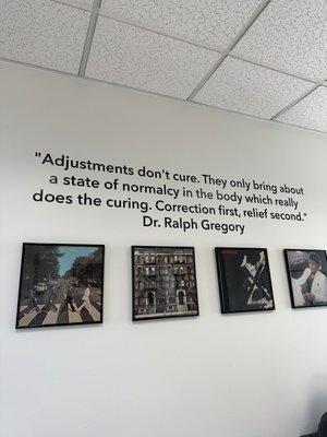 Inside a treatment room- quote by the founder of NUCCA