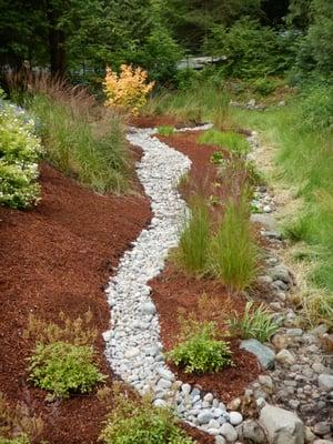 dry creek-bed to help drain a wet area