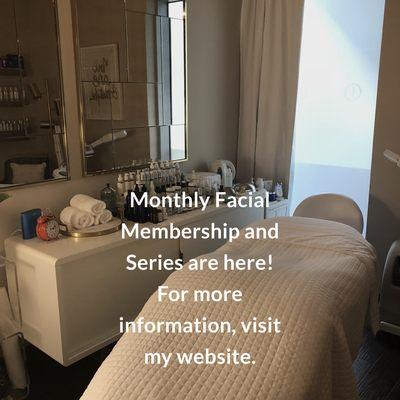 I offer discounted facials two different ways. Either by a monthly membership program or a pre-paid series.