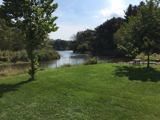 Grassy picnic area along the Kishwaukee river