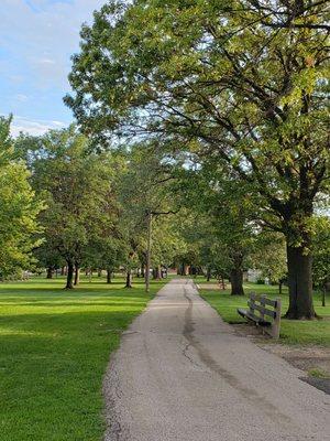 People bike, walk, jog or walk their dogs on the track which circles the entire park.