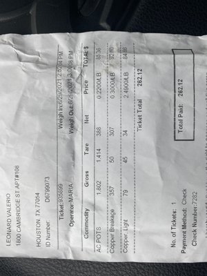 Ticket showing breakdown. No electric motors on here. BEWARE OF THIS PLACE!!!