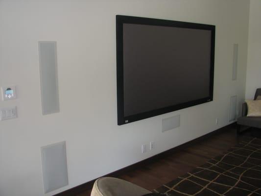 Klipsch THX in-wall speakers, Stewart FireHawk screen