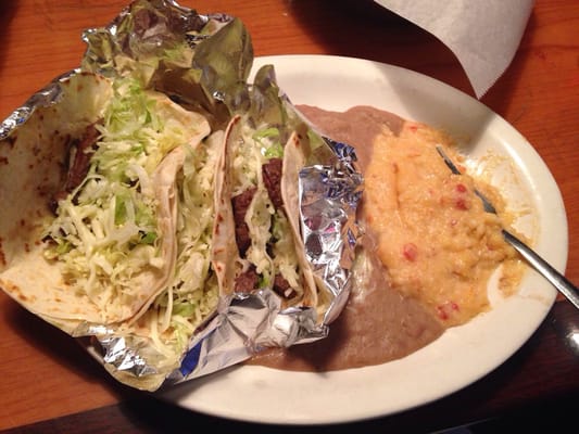 Tacos de Asada. With grit and beans. Grits are on point!!