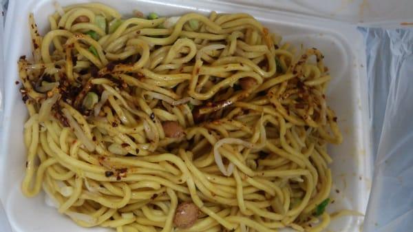 Hot dry noodles with some chili paste added.