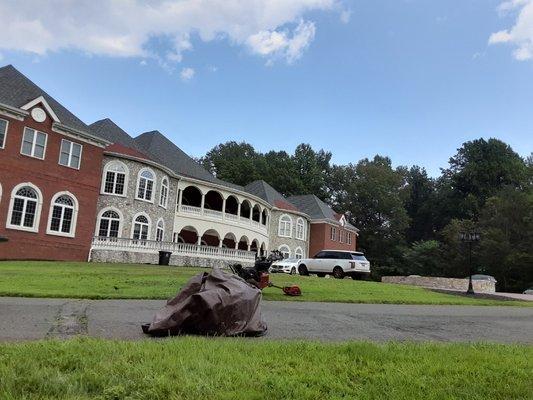 Cut grass at the mansion