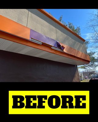 Dunkin Donuts siding damaged.