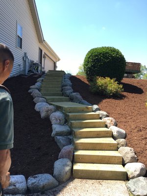 Landscape timber stairs